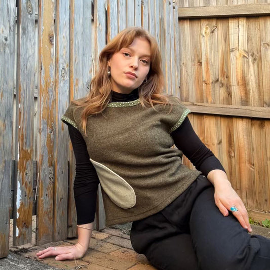 Cocoon Vest Khaki/Cream/Spot