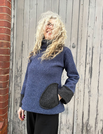 Cocoon Jumper Blue/Charcoal