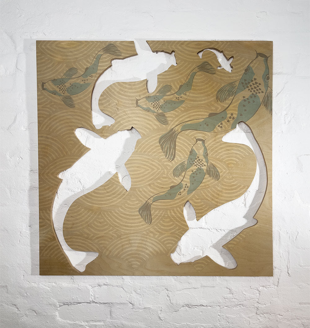 Koi Print on Plywood