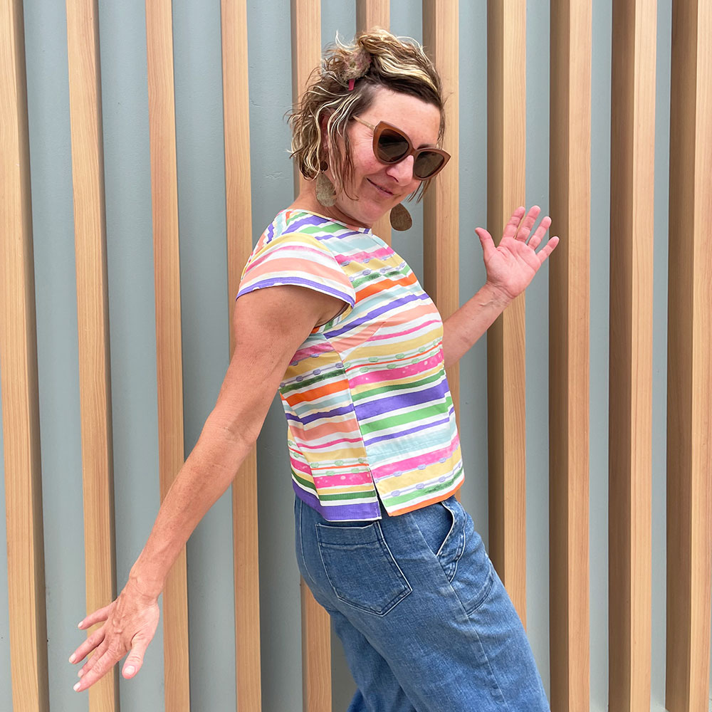 Multi Stripe Cap Sleeve Top