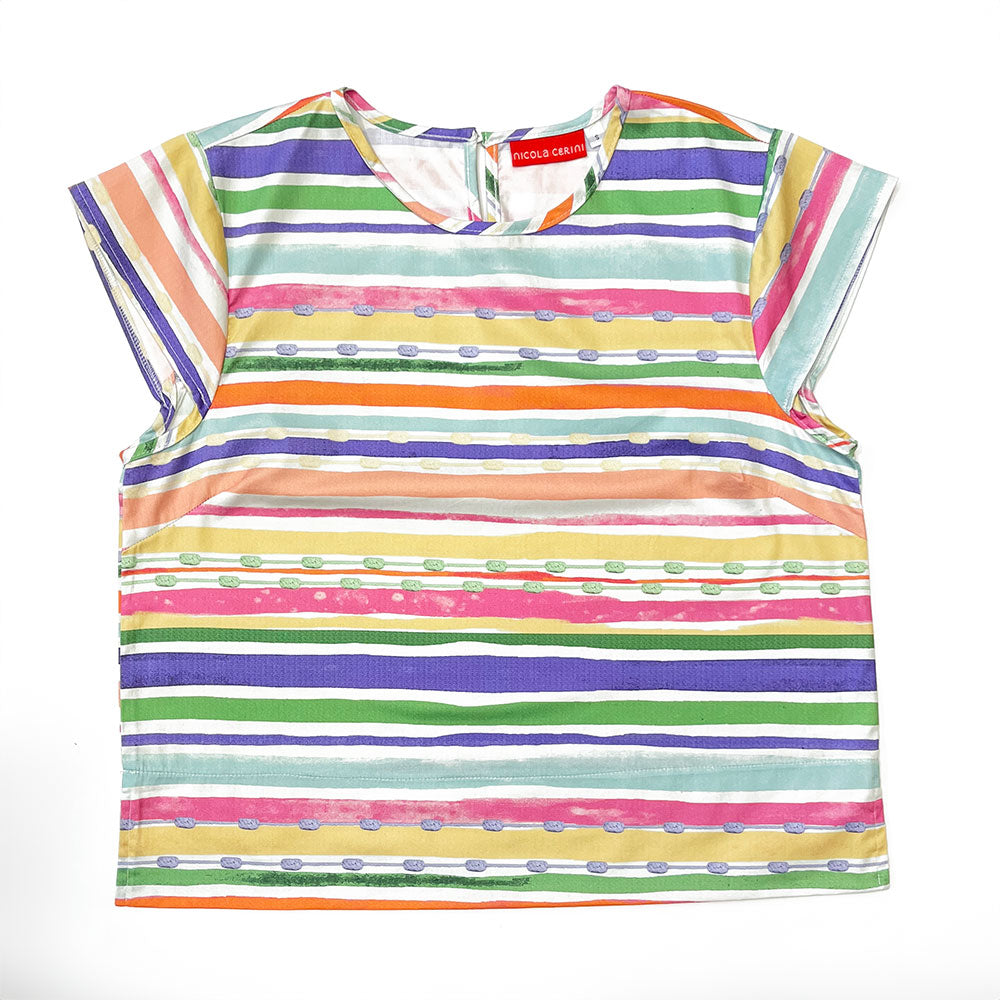 Multi Stripe Cap Sleeve Top