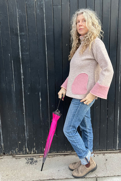Cocoon Jumper Oatmeal/Pink