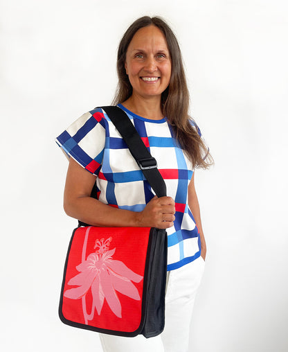 Satchel – Red Pink Passion Flower | Futures Collection