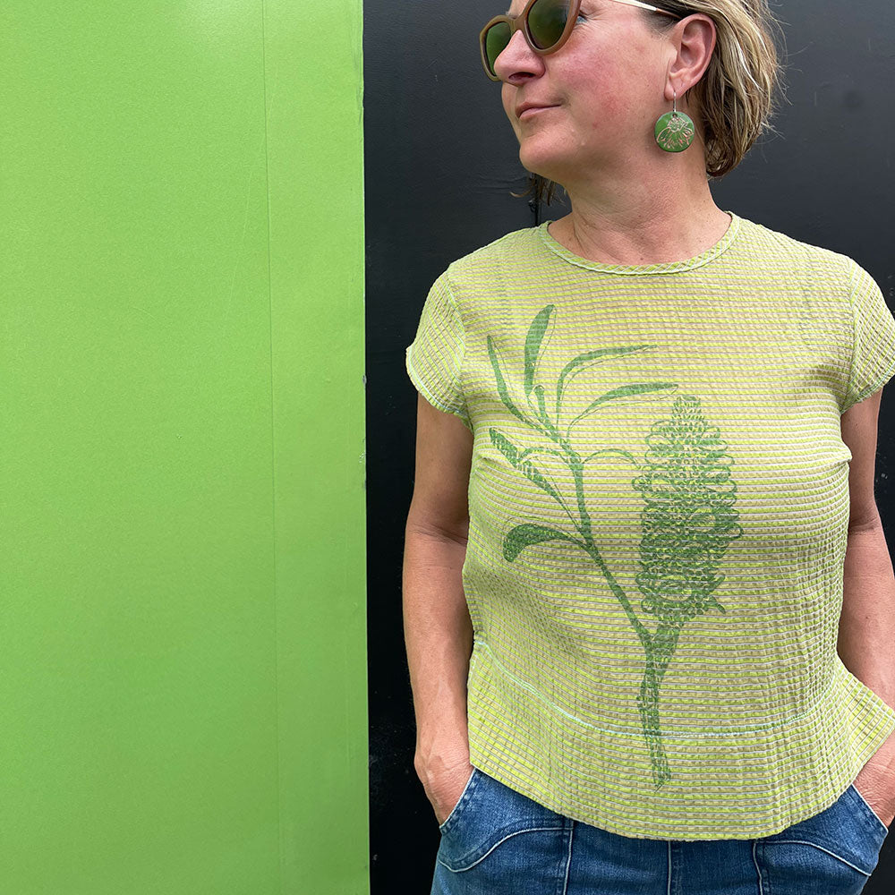 Sage Green Banksia Cap Sleeve Top