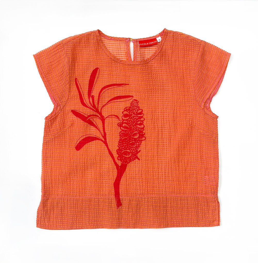 Watermelon Banksia Cap Sleeve Top