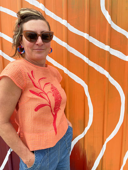 Watermelon Banksia Cap Sleeve Top