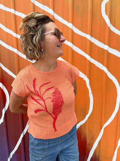 Watermelon Banksia Cap Sleeve Top