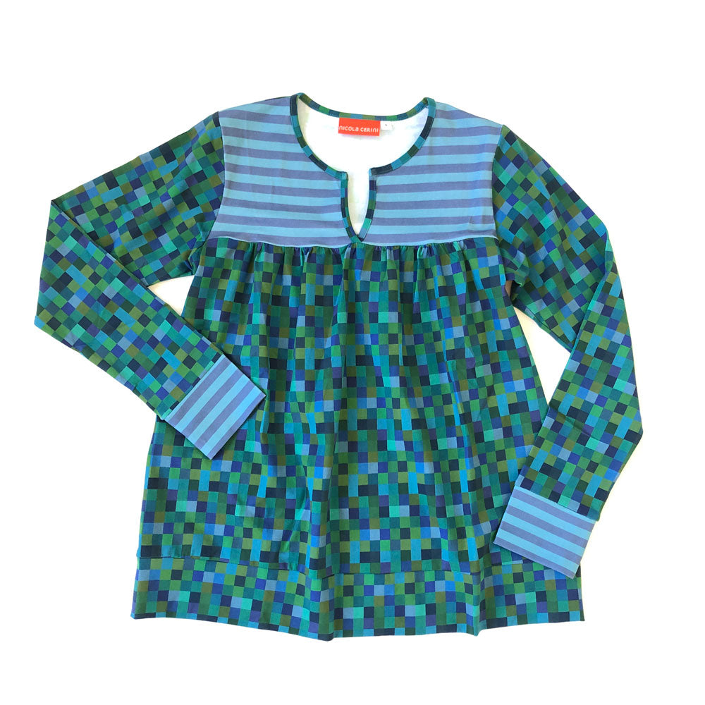 Test Pattern Long Sleeve Tee- Blue/Green 60% OFF TWO LEFT!